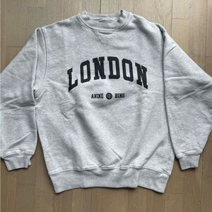 Anine Bing Ramona Sweatshirt University LONDON, Light Gray Crewneck Sweater - XS